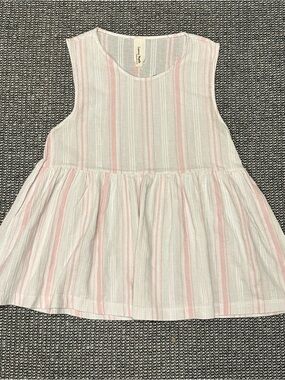 Loving People Striped Pink & White Peplum Tank Top
